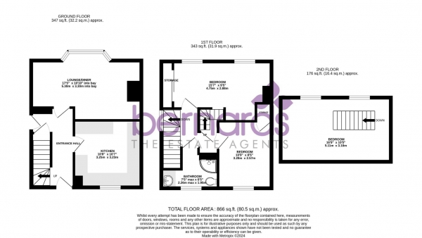 Floor Plan Image for 3 Bedroom End of Terrace House to Rent in Adhurst Road, Havant