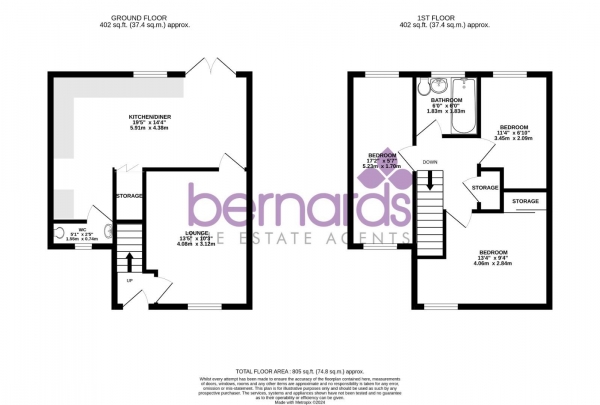 Floor Plan Image for 3 Bedroom Semi-Detached House for Sale in Spruce Avenue, Waterlooville