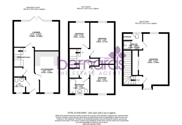 Floor Plan Image for 4 Bedroom Terraced House to Rent in Beatty Gardens, Waterlooville