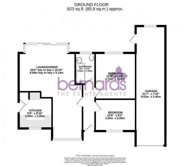 Floor Plan Image for 2 Bedroom Bungalow for Sale in Beech Way, Waterlooville