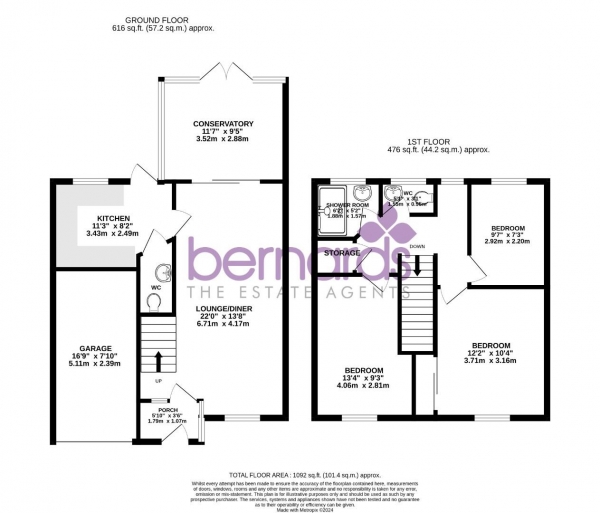 Floor Plan Image for 3 Bedroom Terraced House for Sale in Kennedy Close, Waterlooville