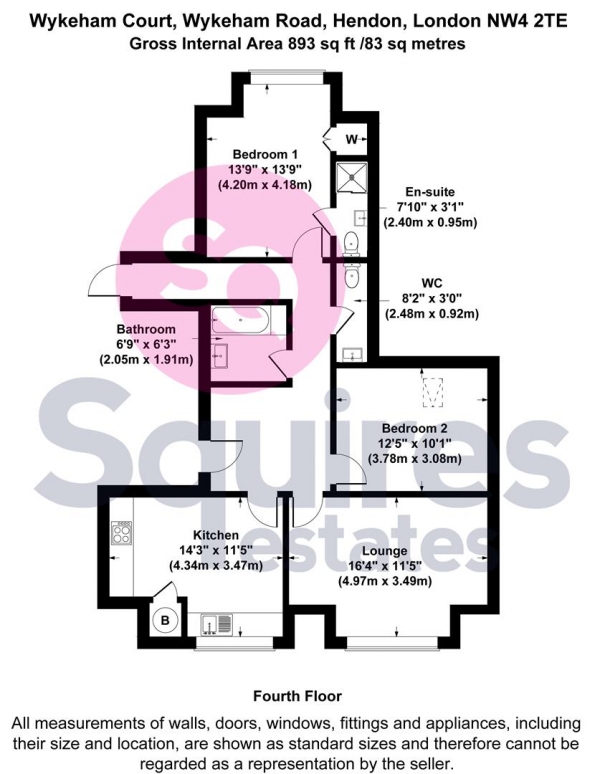 Floor Plan Image for 2 Bedroom Flat for Sale in Wykeham Road, Hendon