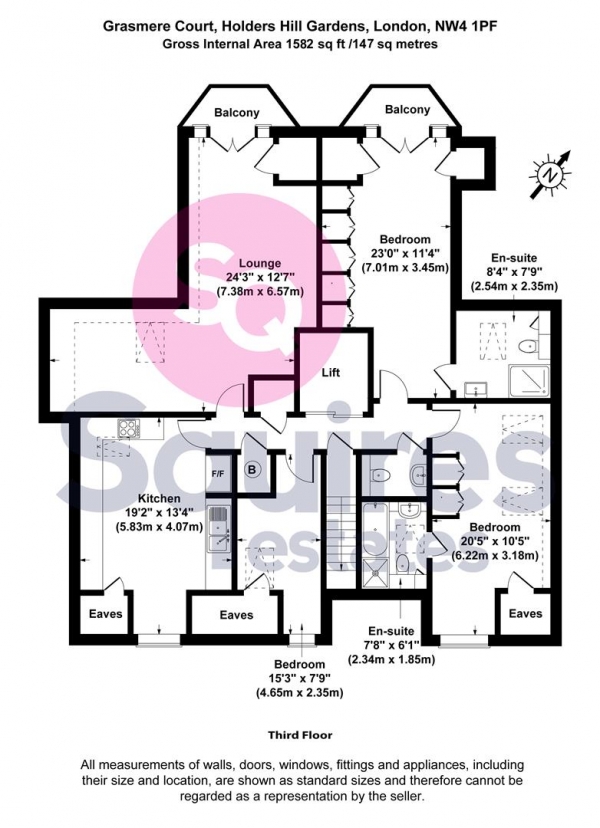 Floor Plan Image for 3 Bedroom Flat for Sale in Holders Hill Gardens, Hendon, London