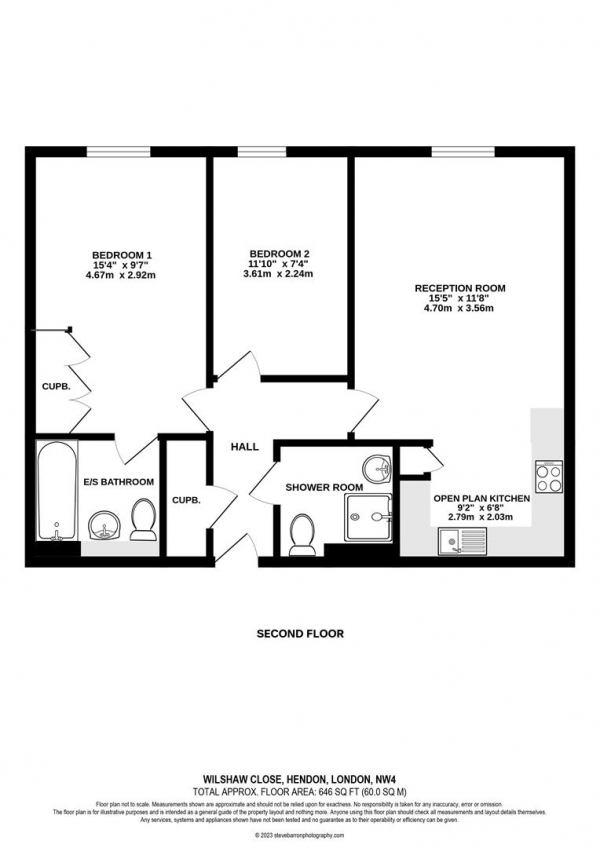 Floor Plan for 2 Bedroom Flat for Sale in Wilshaw Close, London, NW4, 4TU -  &pound300,000