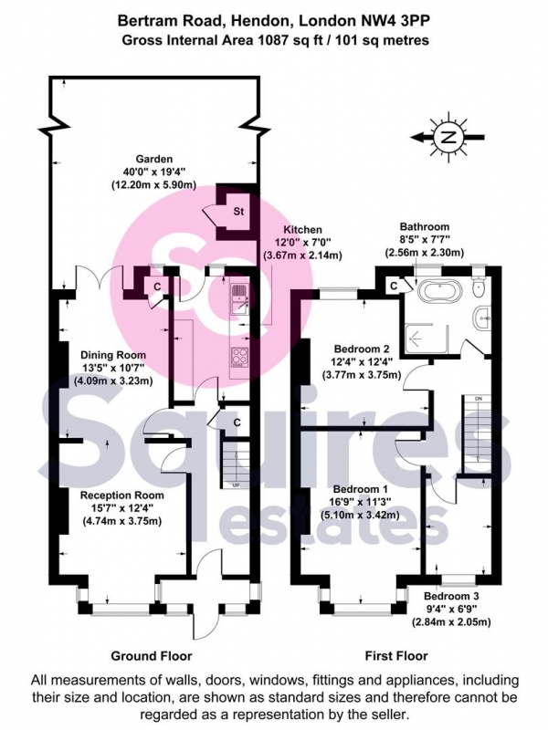 Floor Plan Image for 3 Bedroom Property for Sale in Bertram Road, Hendon, London