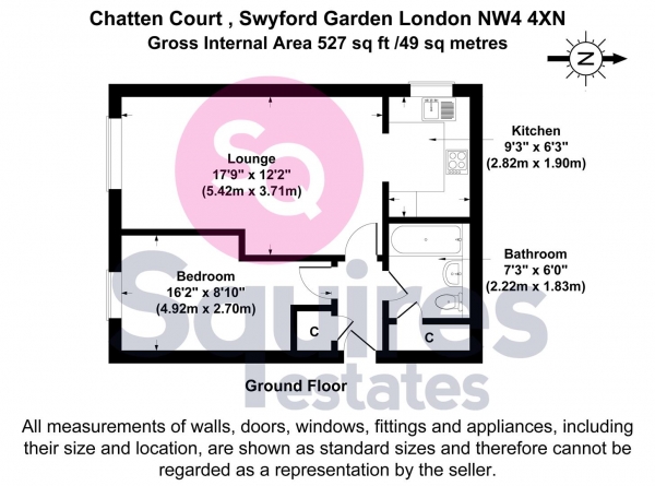 Floor Plan Image for 1 Bedroom Flat for Sale in Swynford Gardens, Hendon, London