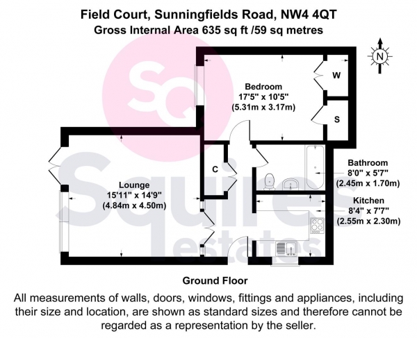 Floor Plan Image for 1 Bedroom Flat for Sale in Sunningfields Road, Hendon, London