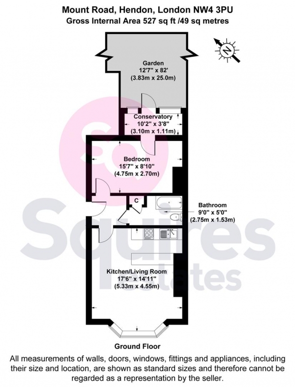 Floor Plan Image for 1 Bedroom Flat for Sale in Mount Road, Hendon, London