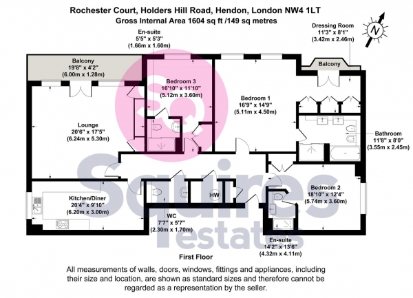 Floor Plan Image for 3 Bedroom Flat for Sale in Holders Hill Road, Hendon, London