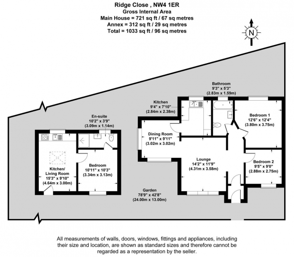 Floor Plan Image for 3 Bedroom Detached Bungalow for Sale in Ridge Close, Hendon, London