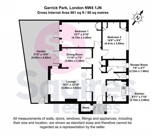 Floor Plan Image for 2 Bedroom Flat for Sale in Garrick Park, Hendon, London