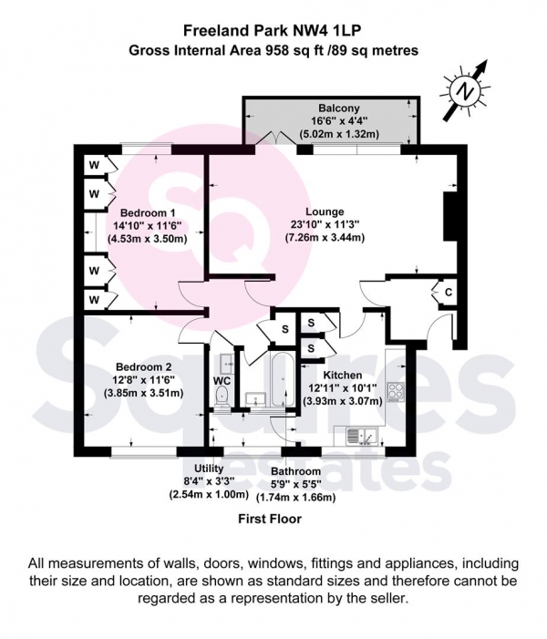 Floor Plan Image for 2 Bedroom Flat for Sale in Freeland Park, Holders Hill Road, London