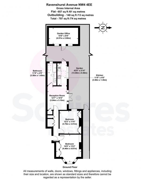 Floor Plan Image for 2 Bedroom Flat for Sale in Ravenshurst Avenue, Hendon, London