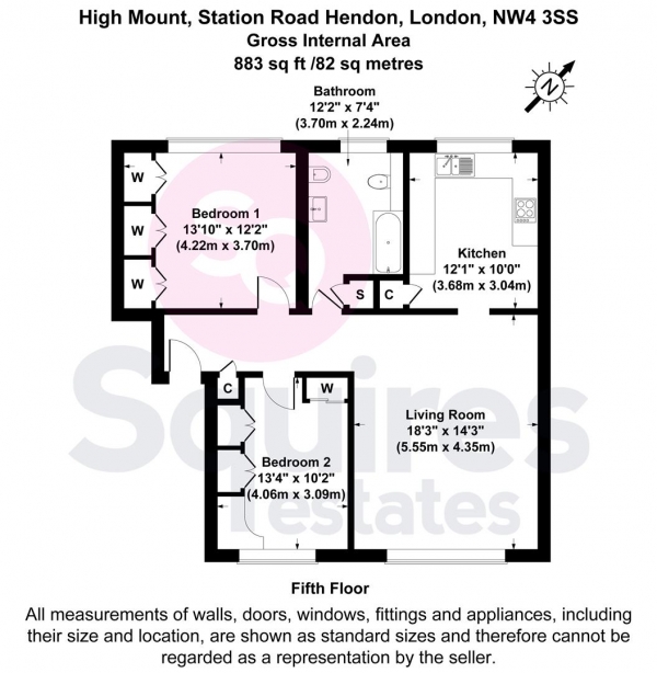 Floor Plan Image for 2 Bedroom Flat for Sale in Station Road, Hendon, London