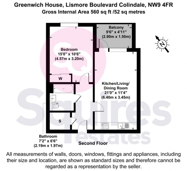 Floor Plan Image for 1 Bedroom Flat for Sale in Lismore Boulevard,, Colindale