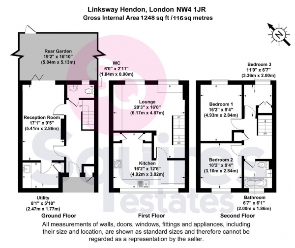 Floor Plan Image for 3 Bedroom Property for Sale in Linksway, Hendon, London