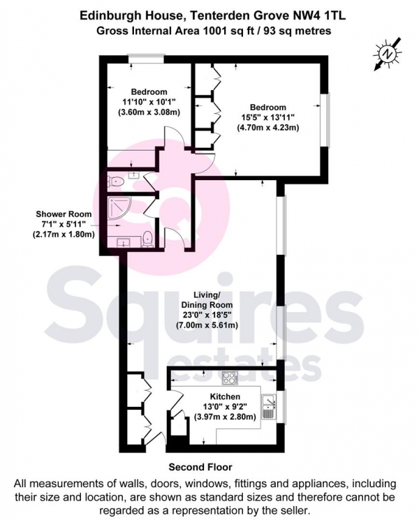 Floor Plan Image for 2 Bedroom Flat for Sale in Tenterden Grove, London