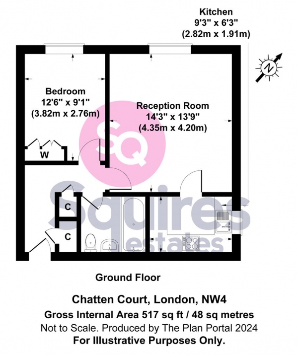 Floor Plan Image for 1 Bedroom Flat to Rent in Swynford Gardens, Hendon