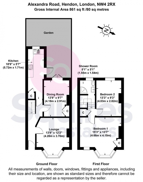 Floor Plan Image for 2 Bedroom Terraced House for Sale in Alexandra Road, Hendon, London