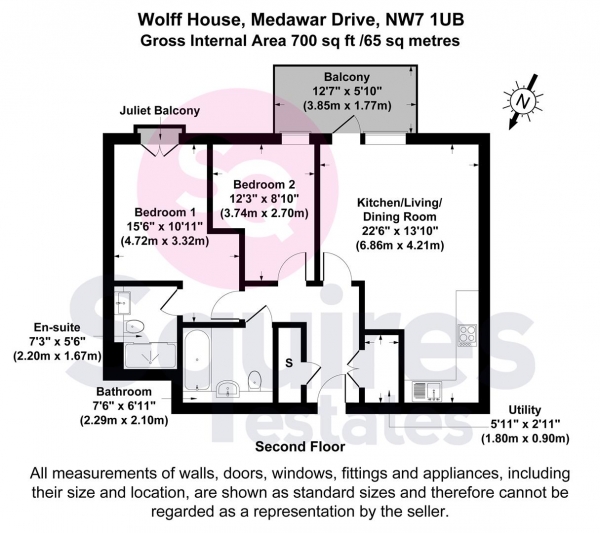 Floor Plan Image for 2 Bedroom Flat to Rent in Ridgeway View, London