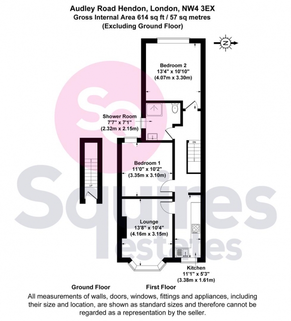 Floor Plan Image for 2 Bedroom Flat for Sale in Audley Road, Hendon, London