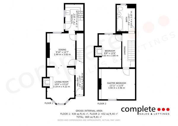 Floor Plan for 2 Bedroom Terraced House for Sale in Leam Street, Leamington Spa, CV31, 1DZ - Offers Over &pound325,000