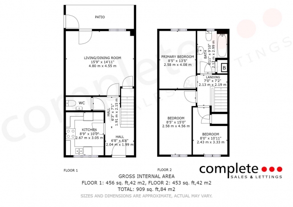 Floor Plan Image for 3 Bedroom End of Terrace House for Sale in Doughty Drive, Bishops Tachbrook, Leamington Spa