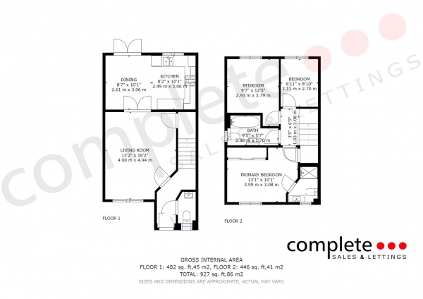 Floor Plan Image for 3 Bedroom Property to Rent in Pentland Crown Place, Bishops Tachbrook, Leamington Spa