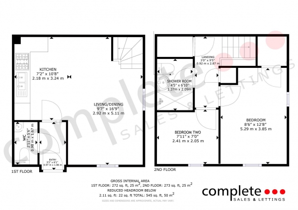 Floor Plan for 2 Bedroom Semi-Detached House for Sale in Tomlinson Road, Warwick, CV34, 7AN - Shared Ownership &pound112,500