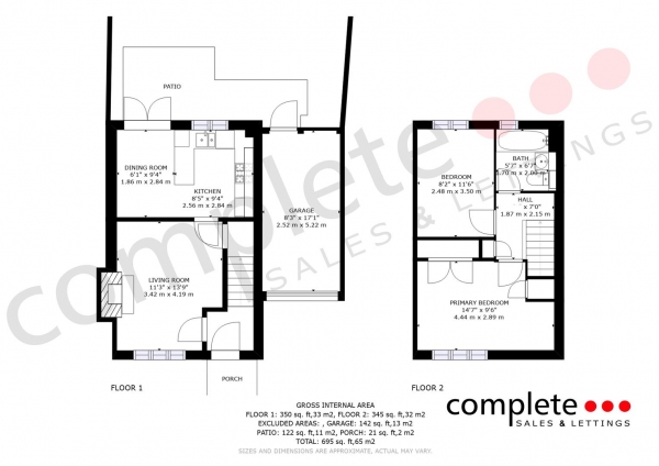 Floor Plan Image for 2 Bedroom Terraced House for Sale in Antony Gardner Crescent, Whitnash, Leamington Spa