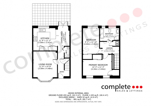 Floor Plan Image for 2 Bedroom End of Terrace House for Sale in Queen Street, Leamington Spa