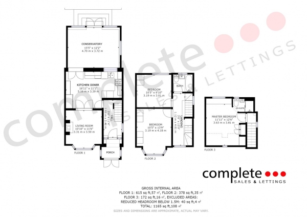 Floor Plan Image for 3 Bedroom Semi-Detached House for Sale in Taylor Avenue, Leamington Spa