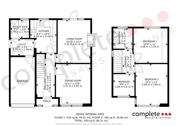 Floor Plan Image for 3 Bedroom Semi-Detached House for Sale in Moorhill Road, Whitnash, Leamington Spa