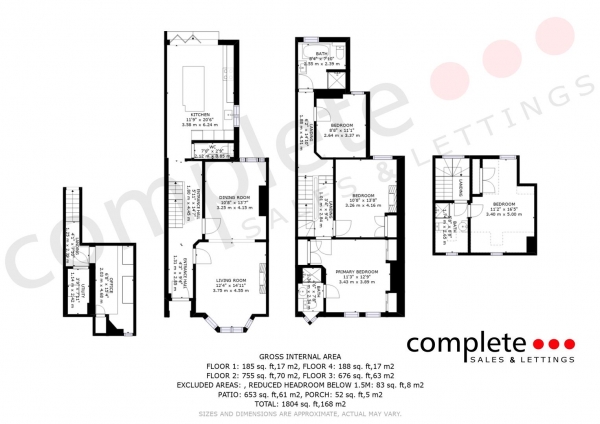 Floor Plan Image for 4 Bedroom Terraced House for Sale in Greatheed Road, Leamington Spa