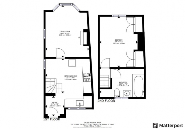 Floor Plan for 1 Bedroom Semi-Detached House for Sale in Lewis Road, Radford Semele, Leamington Spa, CV31, 1UQ - Offers Over &pound200,000