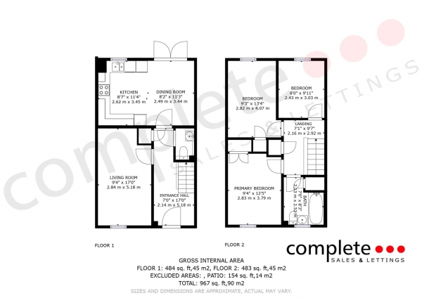 Floor Plan Image for 3 Bedroom End of Terrace House for Sale in Granada Way, Leamington Spa