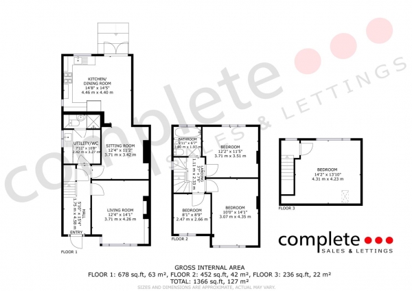 Floor Plan Image for 4 Bedroom Semi-Detached House for Sale in St. Catherines Crescent, Whitnash, Leamington Spa