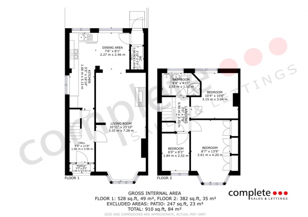 Floor Plan Image for 3 Bedroom End of Terrace House for Sale in Taylor Avenue, Leamington Spa