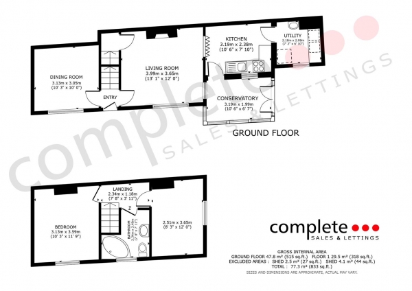 Floor Plan for 2 Bedroom Semi-Detached House for Sale in Avon Road, Whitnash, Leamington Spa, CV31, 2NJ - Offers Over &pound270,000