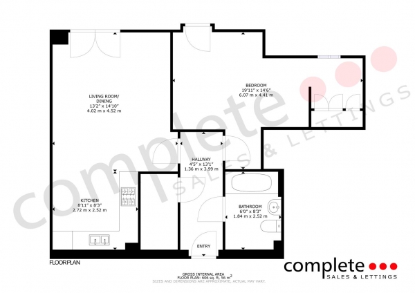 Floor Plan Image for 1 Bedroom Flat for Sale in Regent Street, Leamington Spa