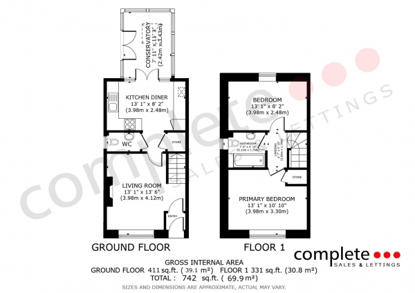 Floor Plan Image for 2 Bedroom End of Terrace House for Sale in Woodward Drive, Warwick