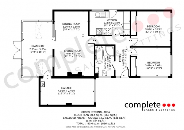 Floor Plan Image for 2 Bedroom Detached Bungalow for Sale in Dorchester Avenue, Hampton Magna, Warwick