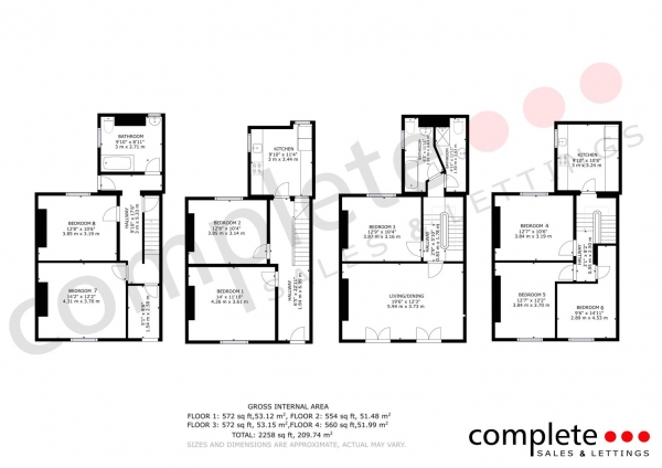 Floor Plan Image for 8 Bedroom Town House for Sale in Brunswick Street, Leamington Spa