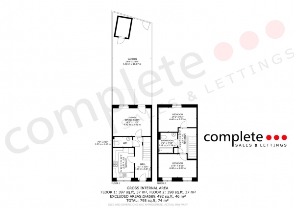 Floor Plan Image for 2 Bedroom Terraced House for Sale in Poplar Way, Whitnash, Leamington Spa