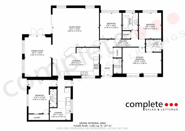 Floor Plan Image for 4 Bedroom Detached Bungalow for Sale in High View Road, Cubbington, Leamington Spa