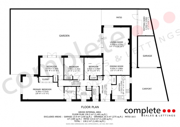 Floor Plan Image for 4 Bedroom Detached Bungalow for Sale in Heather Close, Southam