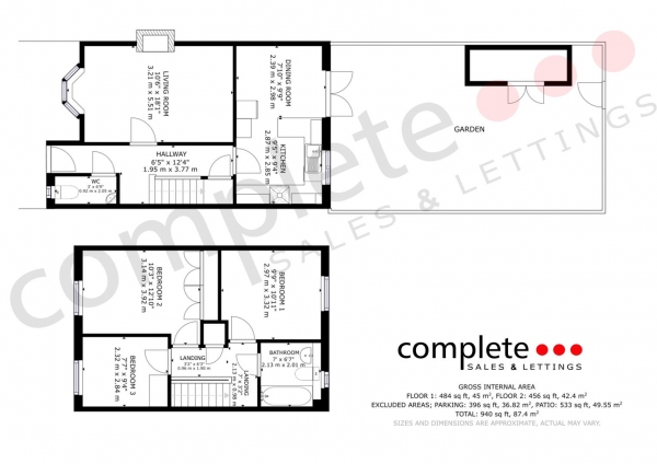 Floor Plan Image for 3 Bedroom End of Terrace House for Sale in Goode Close, Warwick