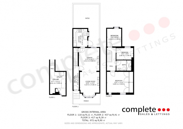 Floor Plan Image for 3 Bedroom Terraced House for Sale in Hitchman Road, Town Centre, Leamington Spa