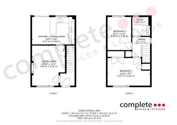 Floor Plan Image for 2 Bedroom Semi-Detached House for Sale in Albert Bean Close, Whitnash, Leamington Spa