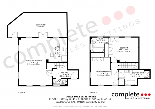 Floor Plan for 2 Bedroom Duplex for Sale in Campriano Drive, Warwick, CV34, 4NZ - Offers Over &pound360,000